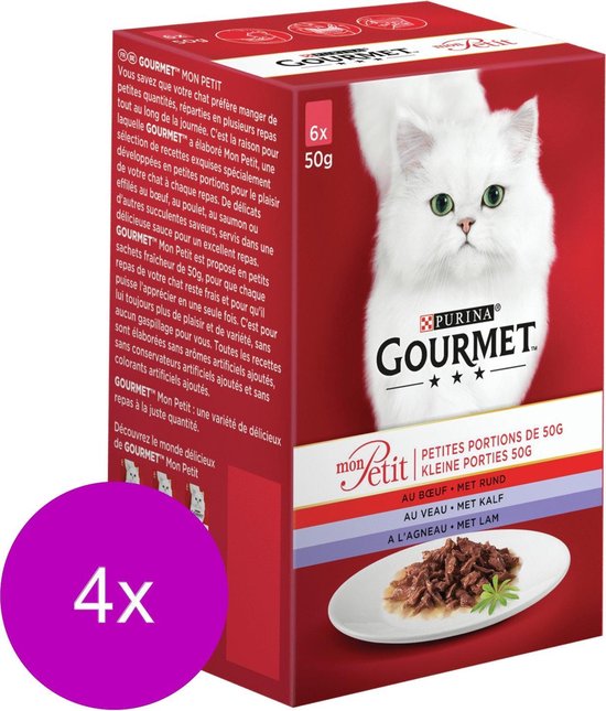 Gourmet Mon Petit 6x50 g - Kattenvoer - 4 x Vlees
