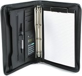 Tassia Writing Case - Writing Case A4 - Conference Folder - Document Folder - Zipper Closure - Comprend une calculatrice, une reliure à anneaux, un bloc-notes et un stylo - Noir (3106)