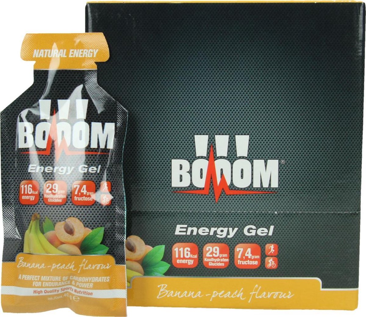 Goedkoopste BOOOM Pure Energy Fruit Gels 18 st Banaan/Perzik 40g