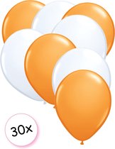 Ballonnen Oranje & Wit 30 stuks 27 cm