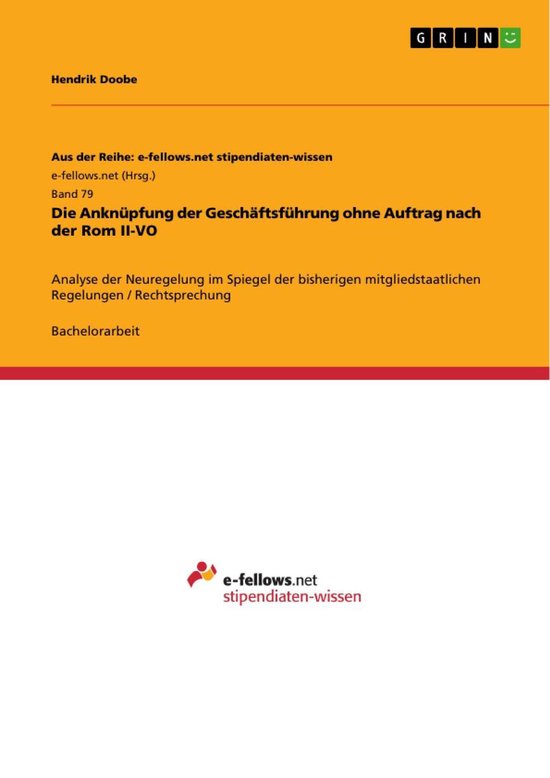 Die Anknüpfung der Geschäftsführung ohne Auftrag nach der ... - cover
