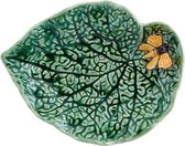 Bordallo Pinheiro Folhas Serveerschaaltje - Begoniablad - Vlinder - Groen/Geel - Aardewerk - 19,8 cm