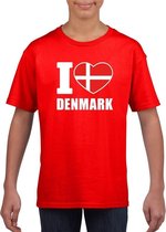 Rood I love Denemarken fan shirt kinderen XL (158-164)