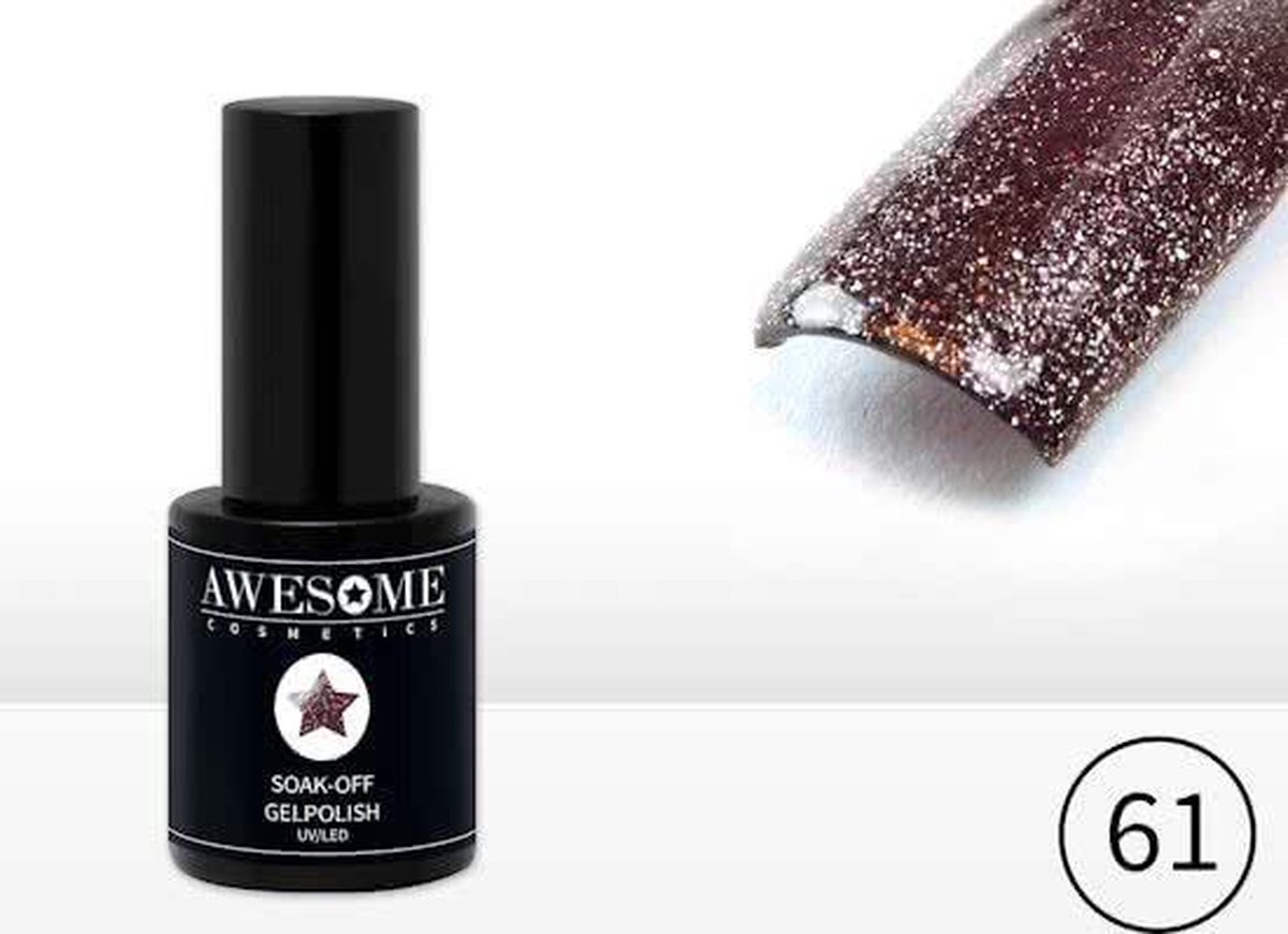 Goedkoopste Awesome 61 Taupe-Brons-Paars Fijne Glitter Gelpolish - Gellak - Gel nagellak - UV & LED