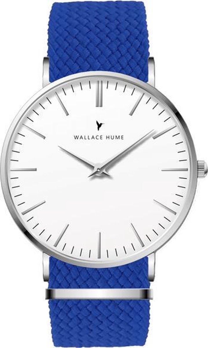 Wallace Hume Klassiek Wit - Horloge - Perlon - Blauw