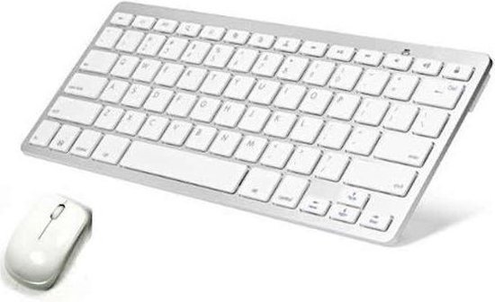 Draadloos Keyboard | Draadloze Wireless Toetsenbord met Muis | Qwerty | Wit  | bol