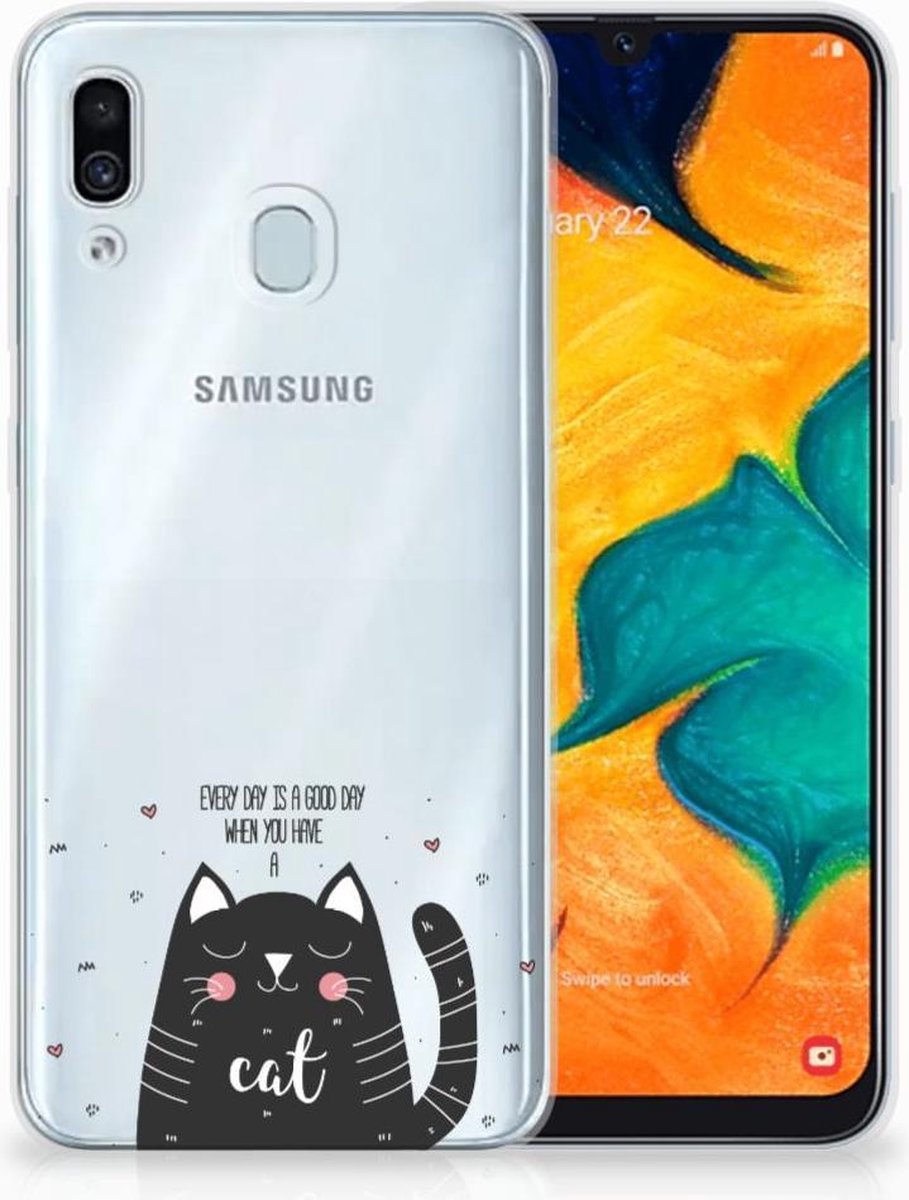Samsung Galaxy A30 Telefoonhoesje met Naam Cat Good Day