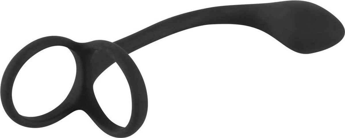 Goedkoopste Black Velvets – Siliconen Anaalplug met Cock & Ball Ringen Insteekdiepte 6,3 cm - Zwart 14,95