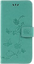 Groen vlinder agenda wallet case hoesje Samsung Galaxy A7 (2018)