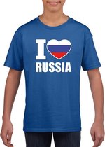 Blauw I love Rusland fan shirt kinderen XS (110-116)