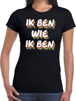 Gay pride ik ben wie ik ben t-shirt zwart - 3D regenboog shirt voor dames - LGBT kleding L