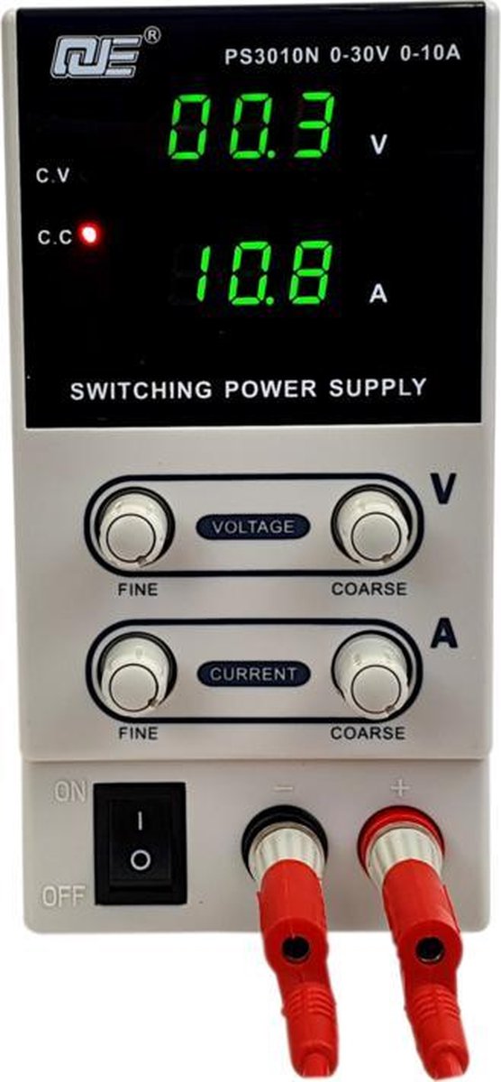Laboratoriumvoeding instelbaar 30 V 10 A, variabele DC-voeding met USB-A/Type-C snellaadpoort, zeer nauwkeurige 4-LED-display bank encoder-regelaar voeding