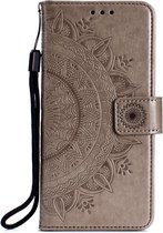 Shop4 - Samsung Galaxy S10 Hoesje - Wallet Case Mandala Patroon Grijs - Kerstcadeau