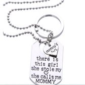 Ketting hart met sleutelhanger set Mommy's Girl RVS mama