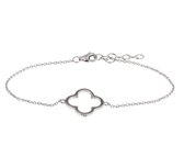 The Fashion Jewelry Collection Armband Bloem 1,2 mm 16,5 + 2,5 cm - Zilver Gerhodineerd