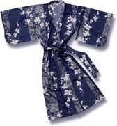 TA-HWA - Japanse Kimono - Dames Yukata - Donker Blauw - Met Kersenbloesem - One Size