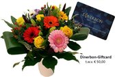 Boeket Bloemen Rio met Dinerbon Giftcard t.w.v. € 50,00