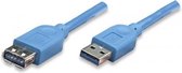 TECHly USB-kabel USB 3.2 Gen1 (USB 3.0 / USB 3.1 Gen1) USB-A stekker, USB-A bus 50.00 cm Blauw Vergulde steekcontacten