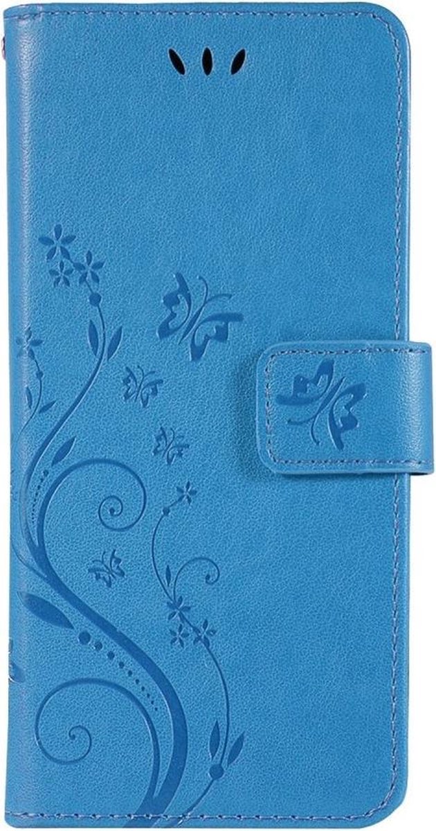 Bloemen & Vlinders Book Case - Geschikt voor Samsung Galaxy S10 Hoesje - Blauw