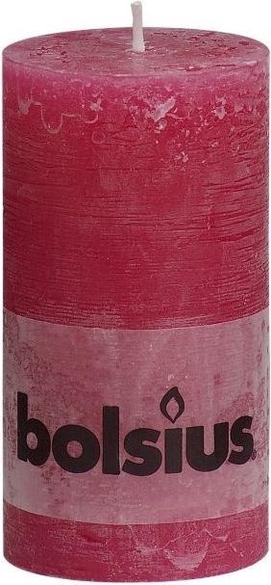 Bolsius Rustieke Stompkaars - 130/68 - Fuchsia - 1 Stuk