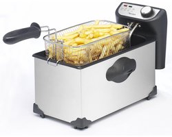 Bestron friteuse met koude zone, frituurpan met mand, inclusief kijkvenster en traploos instelbare temperatuurregelaar, 2000W, 3,5 L, kleur: rvs Bestron friteuse met koude zone, frituurpan met mand, inclusief kijkvenster en traploos instelbare temperatuurregelaar, 2000W, 3,5 L, kleur: rvs