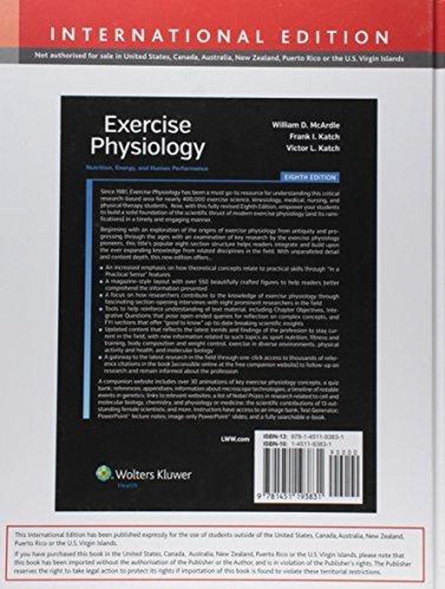 Exercise Physiology 8e International Ed 9781451193831 William D