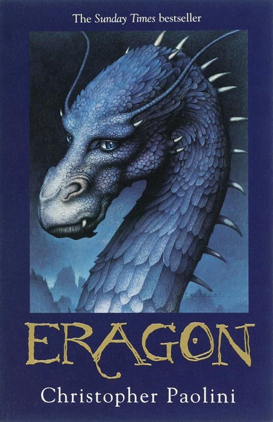 Couverture du livre Eragon avec un dragon bleu.