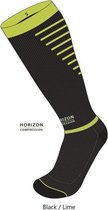Horizon Sport compressie kousen zwart/groen Large (43-46) Kuit:43-53cm