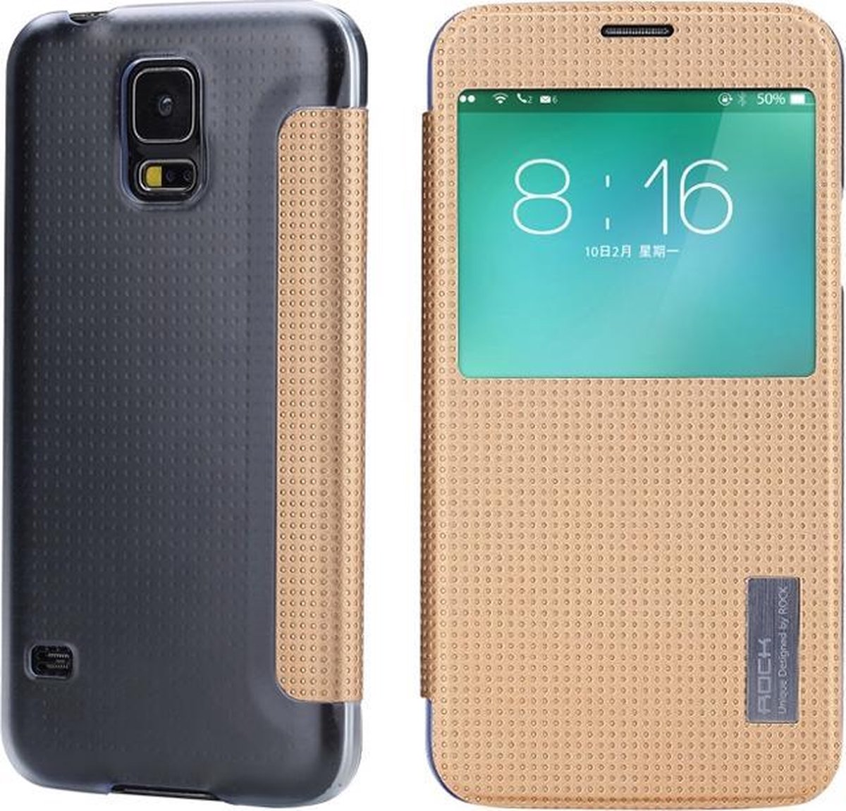 Samsung Galaxy S5 Rock Bookstyle Case Hoesje Beige