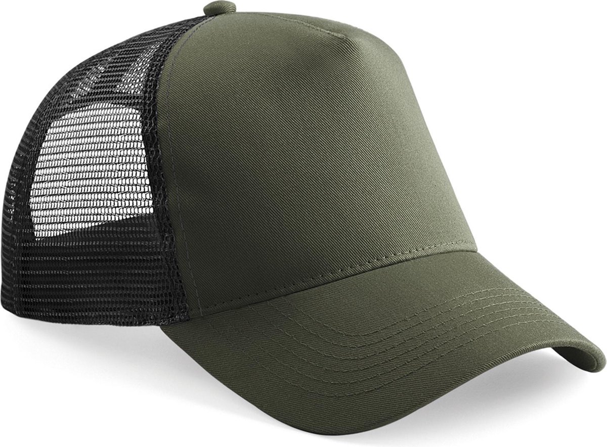 Beechfield Snapback Trucker Olive Zwart