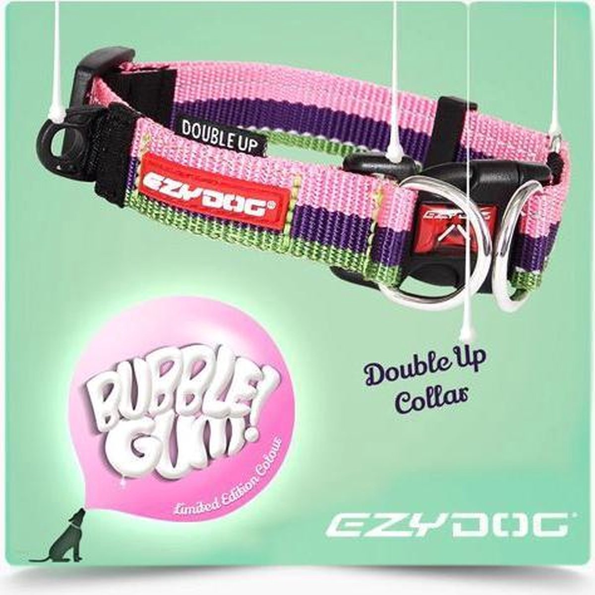 EzyDog double up hondenhalsband, bubble gum, maat L