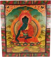 Medicijn Boeddha Nepal Beschilderd paneel hout - 66x52 cm