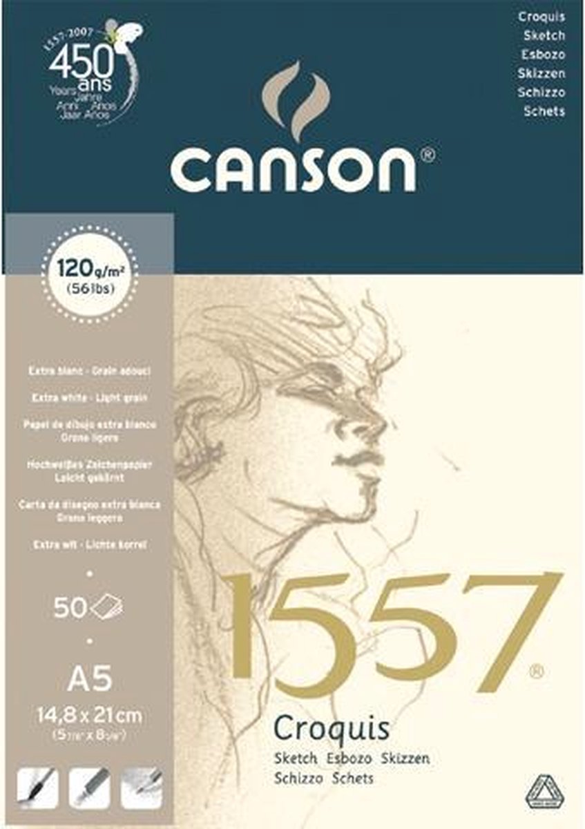 Canson 1557 tekenblok 120gr. A2 50 vel | bol.com