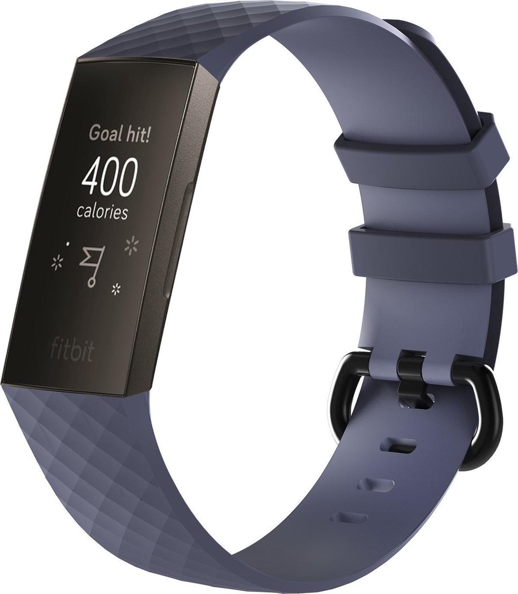 KELERINO. Siliconen bandje geschikt voor Fitbit Charge 3 / Charge 4 Grijs - Small