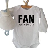 Baby Rompertje met tekst Fan van mijn opa | Lange mouw | wit | maat 74/80