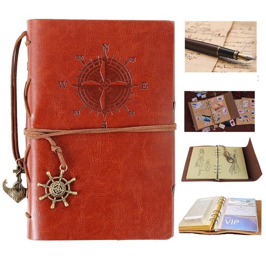 Lederen dagboek Retro Vintage spiraal gebonden Notebook - bruin - A6 | bol.com