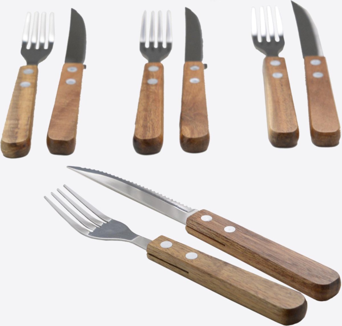 Set de 4 fourchettes et 4 couteaux à steak Point-Virgule - avec manche ...