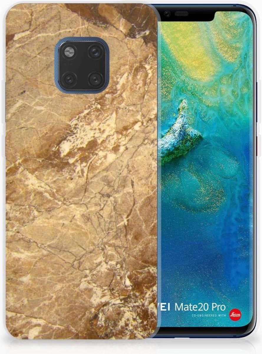 Huawei Mate 20 Pro TPU Siliconen Hoesje Marmer Creme