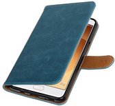 Pull Up TPU PU Leder Bookstyle Wallet Case Hoesjes voor Galaxy C9 Blauw