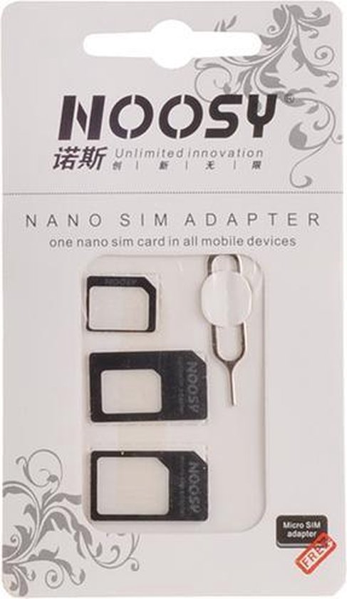 Sim kaart adapter 4 in 1, van nano naar micro en SIM