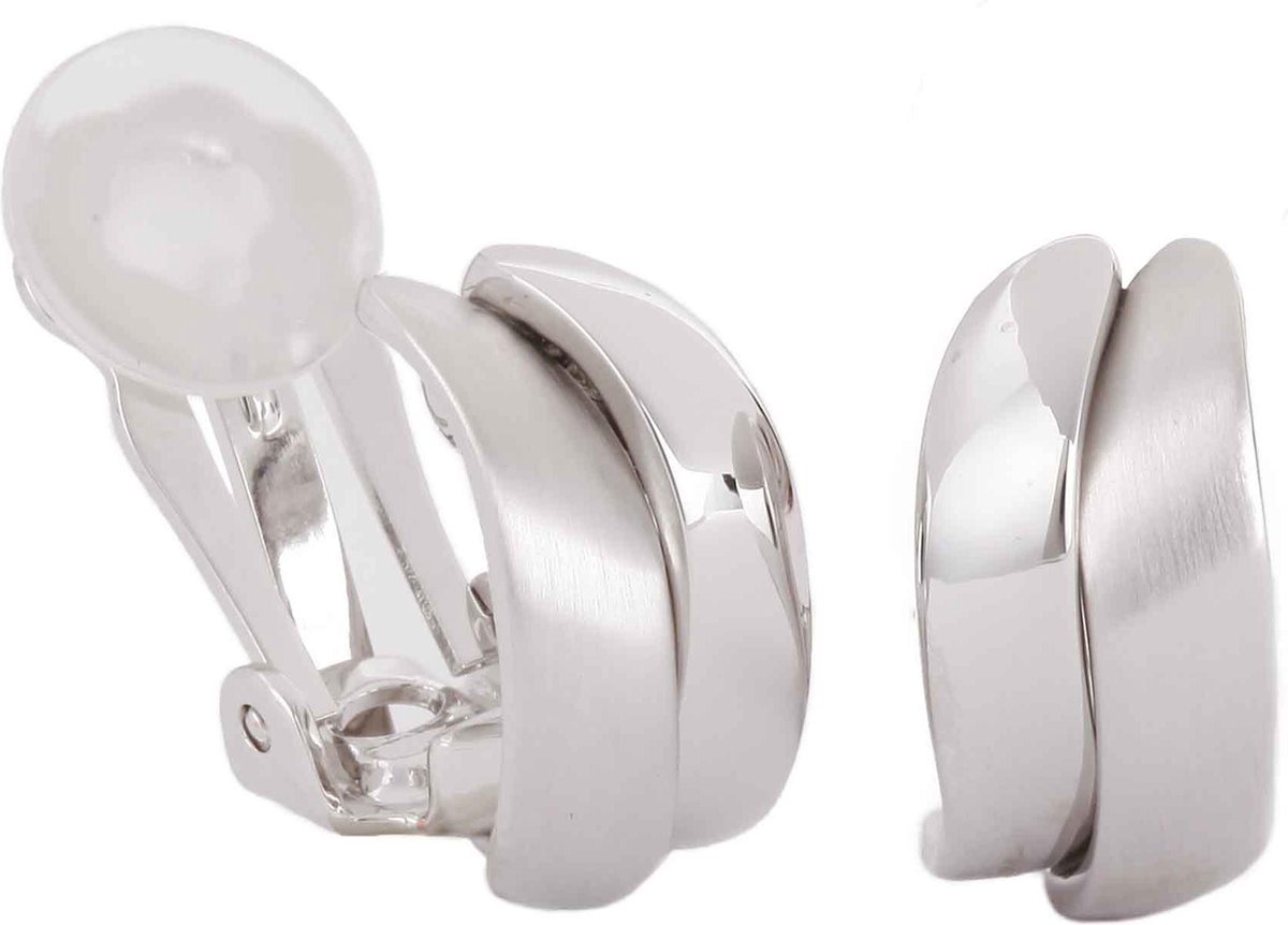 Traveller Clip Oorbellen - Oorclips Dames - Zilverkleurig - Mat & Glanzend - 18 x 9 mm - 155101