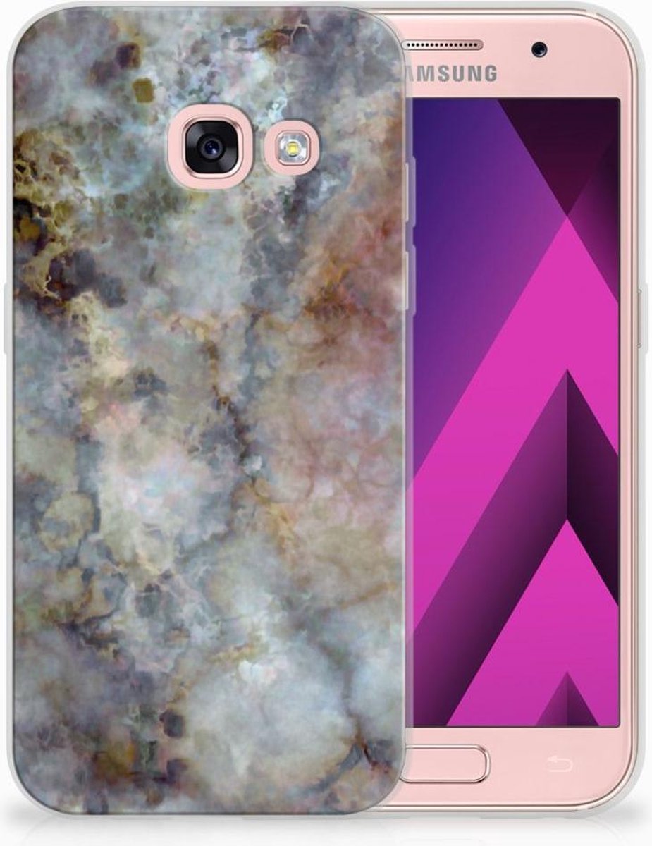 Samsung Galaxy A3 2017 TPU Siliconen Hoesje Marmer Grijs