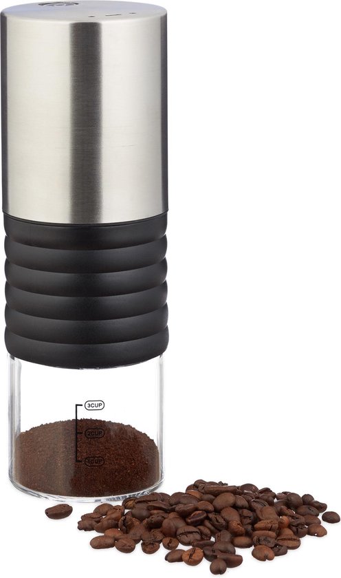 relaxdays Elektrische koffiemolen - koffiebonenmaler - zilver - USB  bonenmaler automatisch | bol