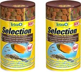 Tetra selection 4 in 1 voer : vlokken - korrels- zinkende wafers - crisps 2 potjes