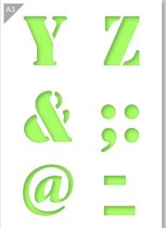 Lettersjabloon - Y Z met symbolen - Kunststof A3 stencil - Kindvriendelijk sjabloon geschikt voor graffiti, airbrush, schilderen, muren, meubilair, taarten en andere doeleinden