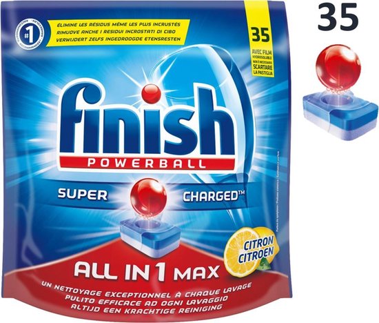 Stock Bureau - FINISH Powerball All In One Max Pastilles Lave-Vaisselle Spécial Graisses Incrustées - 45 Pastilles