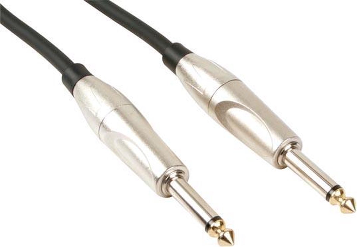 HQ-Power Patchkabel, 2 x jack 6.35 mm, mannelijk, mono, 1 m, perfect voor geluidsoverdracht