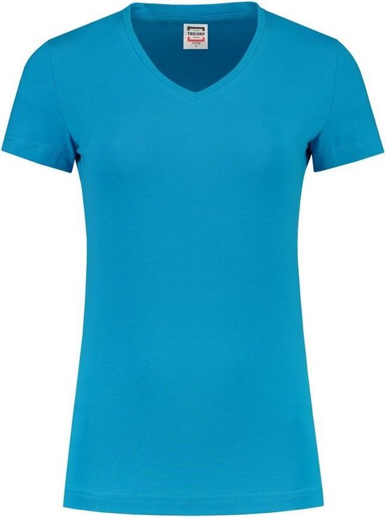 Tricorp Dames T-shirt V-hals 190 grams - Casual - 101008 - Turquoise - maat  M | bol.com
