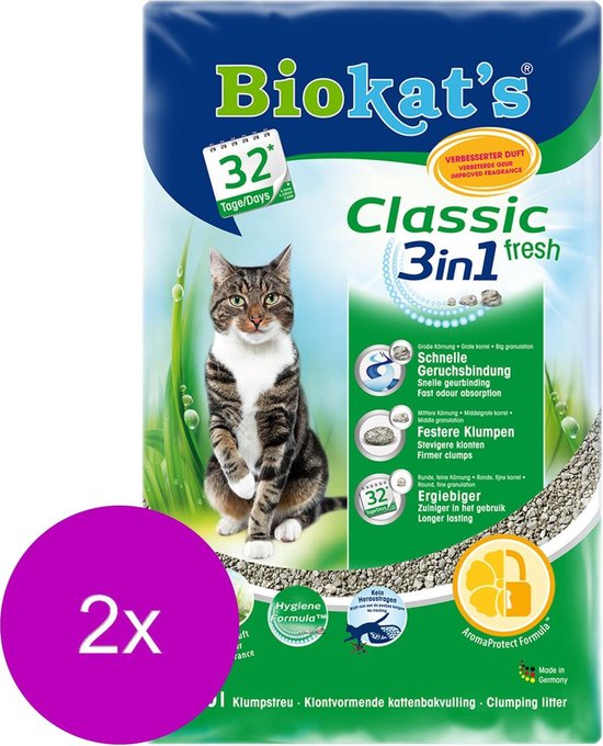 Biokat's Fresh 3 In 1 Lentegeur - Kattenbakvulling - 2 x 10 L | bol.com