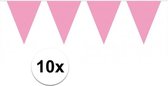 10x vlaggenlijn / slinger baby roze 10 meter - totaal 100 meter - slingers
